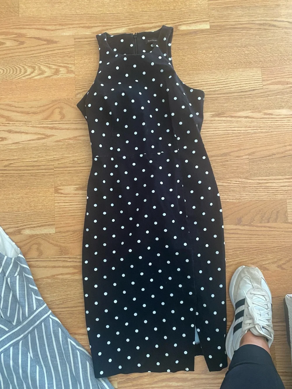 Banana Republic Black Dress with White Polka Dots
